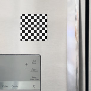 Aimant Carrés à damier noir et blanc géométrique rétro
