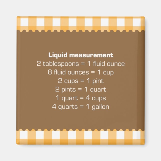 Aimant Carte à mesure liquide Orange en vichy aide-cuisin (Devant)