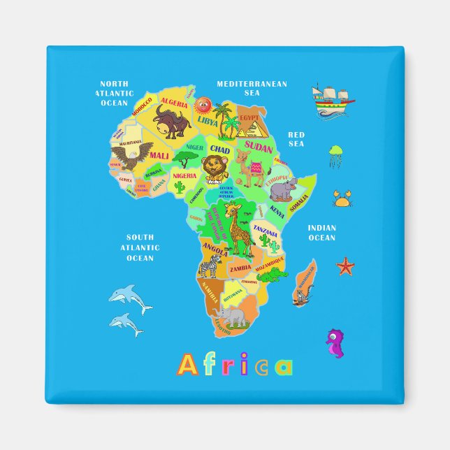 Aimant Carte africaine pour les enfants (Devant)