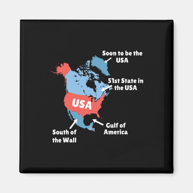 Aimant Carte Amusante Trump Des États-Unis - Canada (Devant)