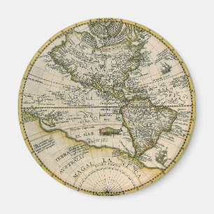 Aimant Carte Ancienne, 1596, America Sive Novus Orbis