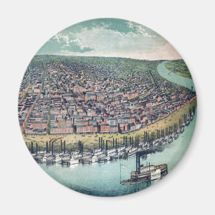 Aimant Carte Ancienne Saint-Louis Missouri Fleuve Mississ