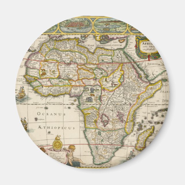 Aimant Carte antique de l'Afrique par Hondius et Jansson (Devant)