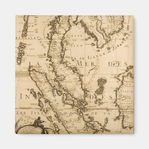 Aimant Carte antique de l'Asie du Sud-Est 1687