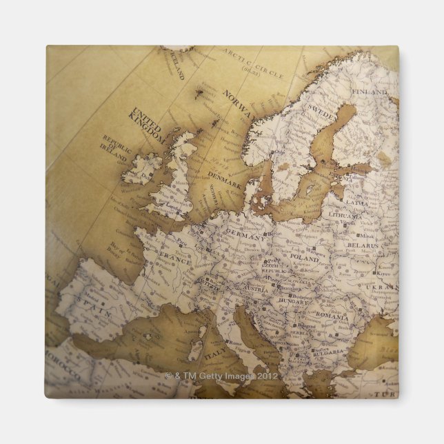 Aimant Carte antique de l'Europe. Vieux monde. (Devant)