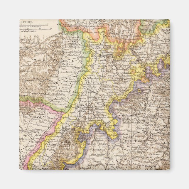 Aimant Carte Atlas de Baden Allemagne (Devant)