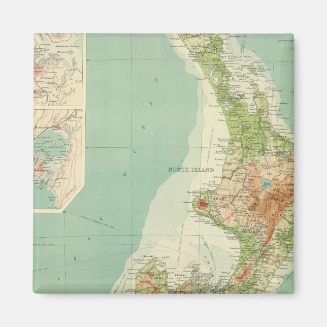 Aimant Carte Atlas de la Nouvelle-Zélande (Devant)