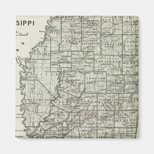 Aimant Carte Atlas du Mississippi (Devant)
