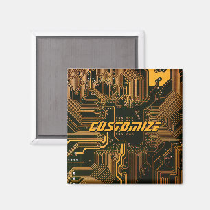 Aimant Carte circuit orange PCB personnalisée geek Out