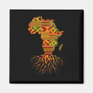 Aimant Carte d'Afrique Kente Juneteenth Afro-Américain No
