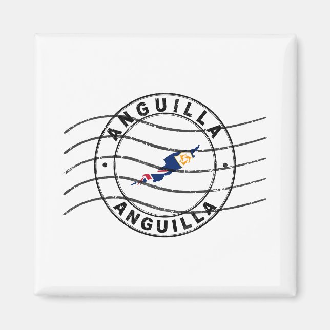 Aimant Carte d'Anguilla, Timbre de passeport postal (Devant)