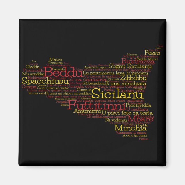 Aimant Carte d'art Word sicilien (Devant)