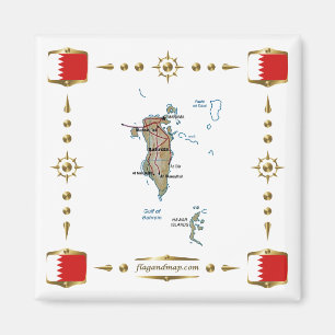 Aimant Carte de Bahreïn + Magazine des drapeaux