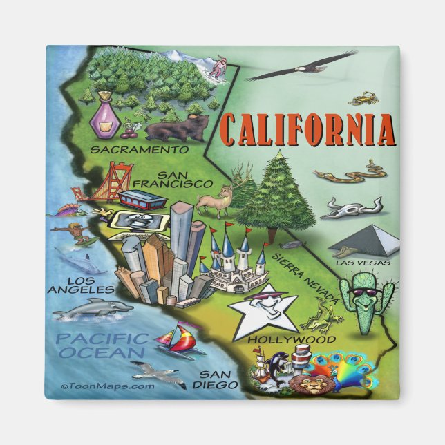 Aimant Carte de Californie (Devant)