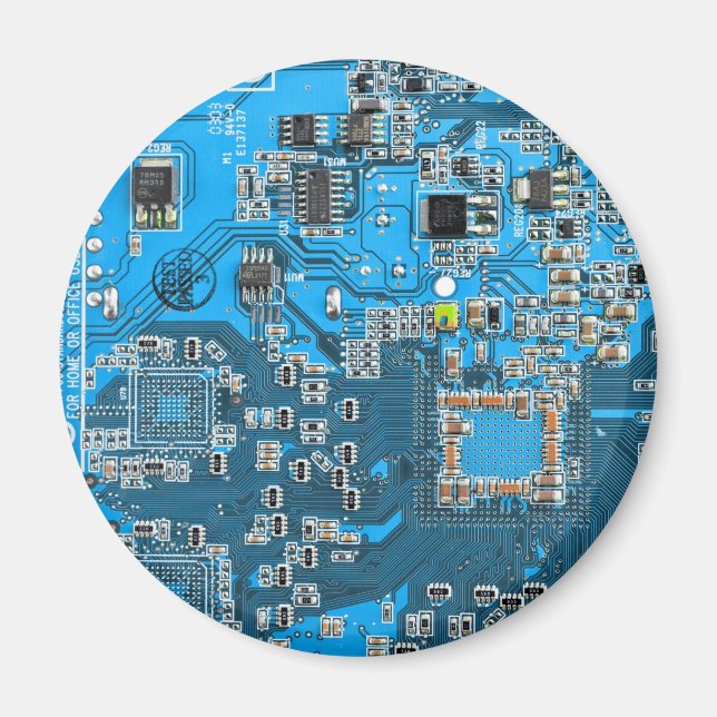 Aimant Carte de circuit Geek d'ordinateur bleu (Devant)
