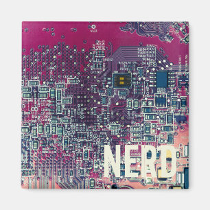 Aimant Carte de circuit rouge conception rétro nerd