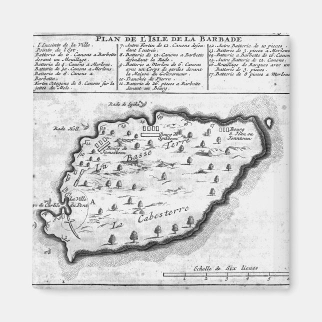 Aimant Carte de la Barbade (Devant)