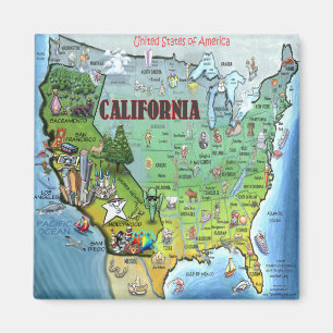 Aimant Carte de la Californie Etats-Unis