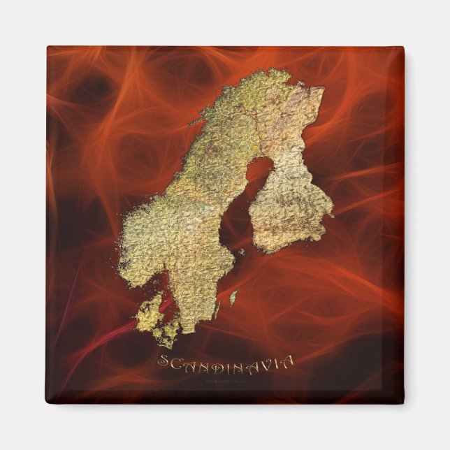 Aimant Carte de la cartographie scandinave (Devant)