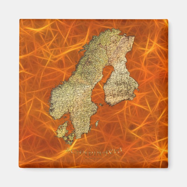 Aimant Carte de la cartographie scandinave (Devant)