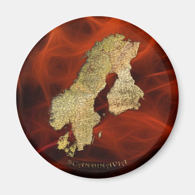 Aimant Carte de la cartographie scandinave (Devant)