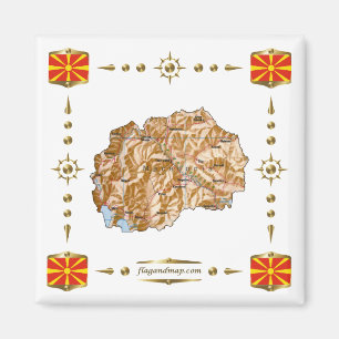 Aimant Carte de la Macédoine du Nord + Magazine des drap