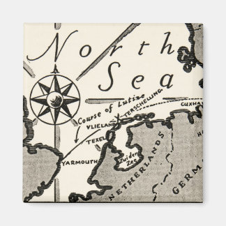 Aimant Carte de la mer du Nord Graphique Gras Compass