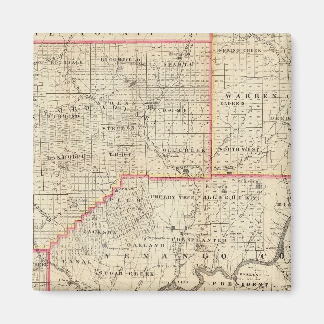 Aimant Carte de la région pétrolière de Pennsylvanie (Devant)