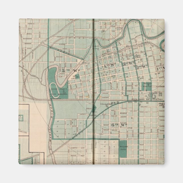 Aimant Carte de la ville de Fort Wayne avec Cedarville (Devant)