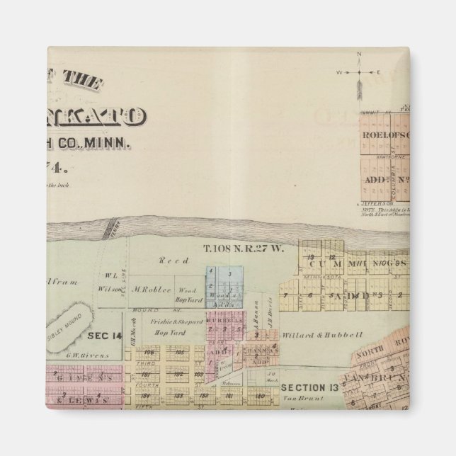 Aimant Carte de la ville de Mankato, Minnesota (Devant)