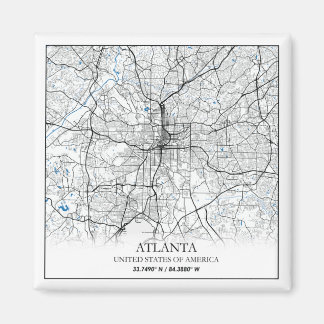 Aimant Carte de la ville touristique Atlanta Georgia USA