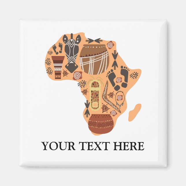 Aimant Carte de l'Afrique avec le patrimoine culturel afr (Devant)