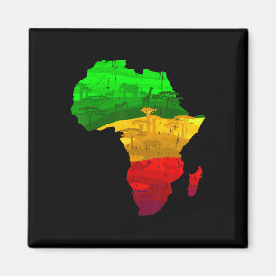 Aimant Carte de l'Afrique Fière Vert Jaune Rouge Pride Ju
