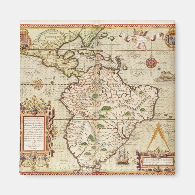 Aimant Carte de l'Amérique centrale et du Sud (Devant)