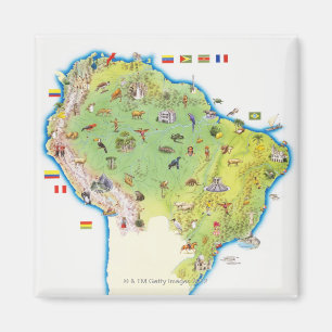 Aimant Carte de l'Amérique du Sud du nord