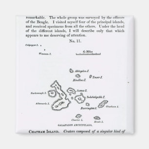 Aimant Carte de l'archipel des Galapagos, 1844