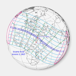Aimant Carte de l'éclipse solaire totale de 2027