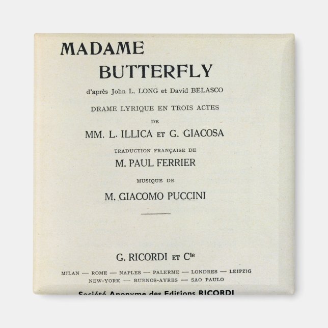 Aimant Carte de lecture pour Madame Butterfly par Giacomo (Devant)