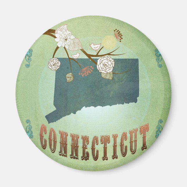 Aimant Carte de l'état du Connecticut - Vert (Devant)