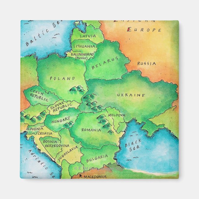 Aimant Carte de l'Europe de l'Est (Devant)