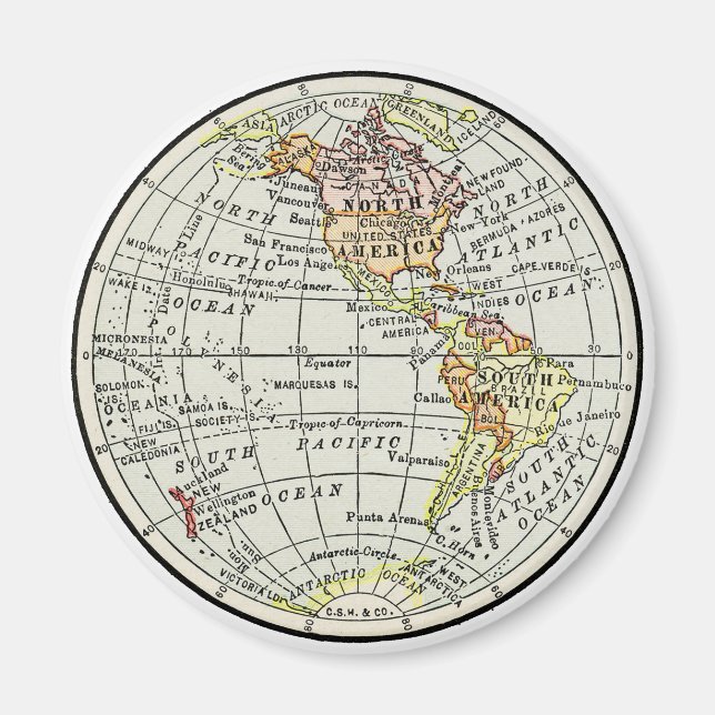 Aimant Carte de l'hémisphère occidental Globe Travel Art (Devant)