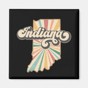 Aimant Carte de l'Indiana Retro   Conception de l'état vi