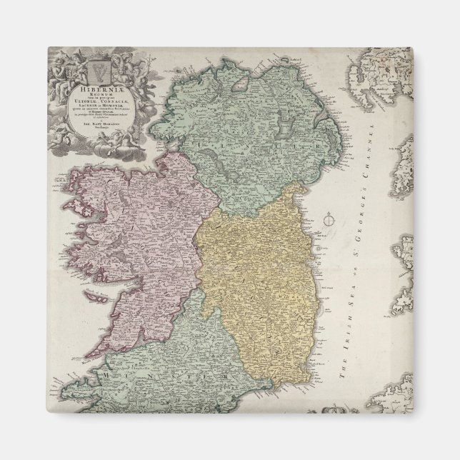 Aimant Carte de l'Irlande montrant les provinces d'Ulster (Devant)