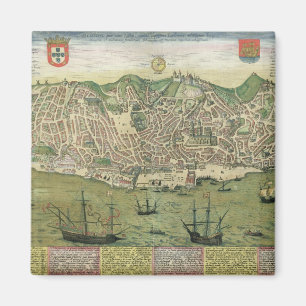 Aimant Carte de Lisbonne, de "Civitates Orbis Terrarum"