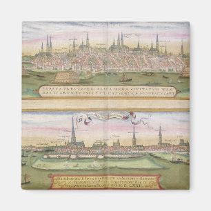 Aimant Carte de Lübeck et de Hambourg, de 'Civitates