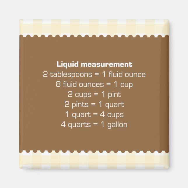 Aimant Carte de mesure en vichy liquide beige aide-cuisin (Devant)