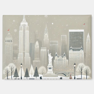 Aimant Carte de Noël avec la statue de la Liberté et la s