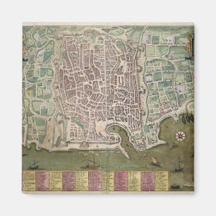 Aimant Carte de Palerme, de "Civitates Orbis Terrarum"