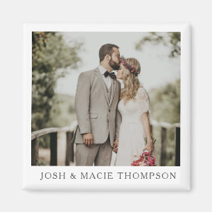 Aimant Carte de photo de mariage simplement moderne