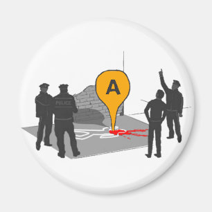 Aimant Carte de scène du crime avec le contour de police